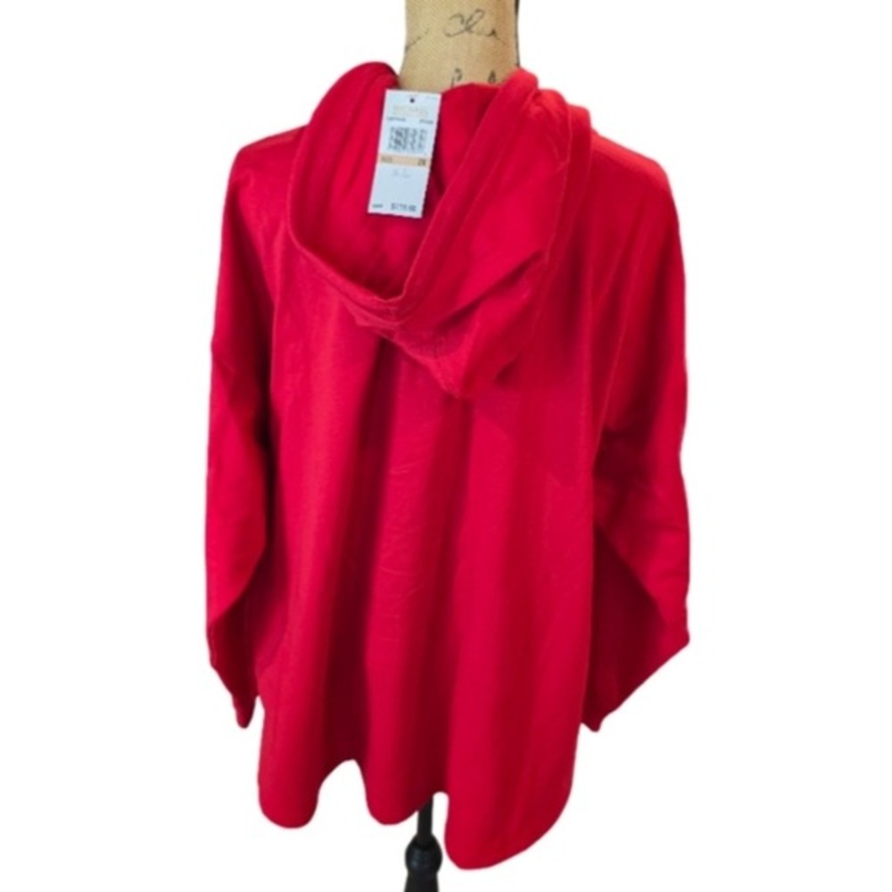 Michael Kors Women Crimson Red Rhinestone Logo Hoodie Sweatshirt Size 1X New - Picture 3 of 8